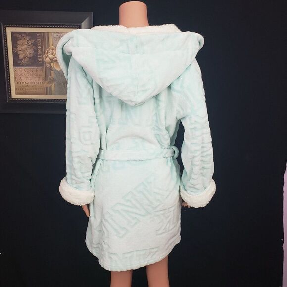 VS The Cozy Short Robe Green Aqua M / L - Picture 2 of 4